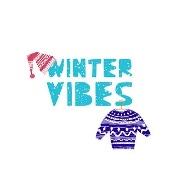 Christmas and New Year elements with lettering. Vector flat design with texture Stock Illustration