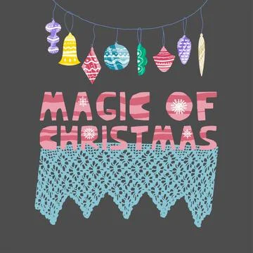 Christmas and New Year elements with lettering. Vector flat design with texture Stockillustratie