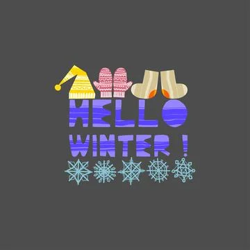 Christmas and New Year elements with lettering. Vector flat design with texture 스톡 일러스트