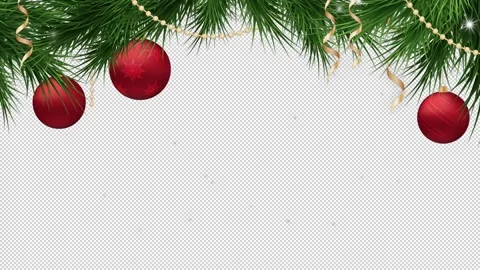 Christmas and New Year frame loop with red holiday ornaments on an alpha channel Stock Footage 145340842