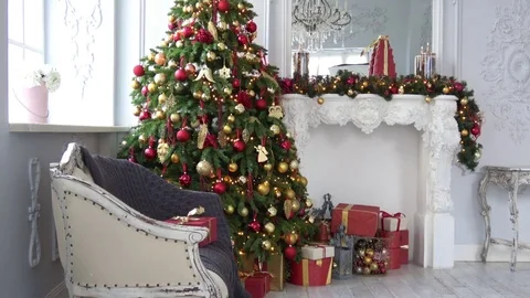 Christmas and New Year interior decoration Stock Footage 81801630