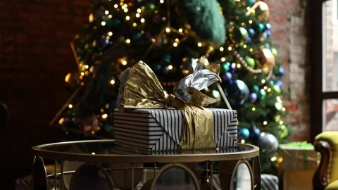 Christmas and New Year interior decoration Stock Footage 97804792