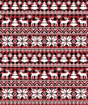 Christmas and New Year pattern at Buffalo Plaid. Festive background for design Stock Illustration