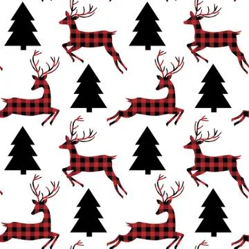 Christmas and New Year pattern at Buffalo Plaid. Festive background for desig Stock-Illustration