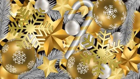 Christmas and New Year Pattern with Winter Holiday Objects Stock Illustration