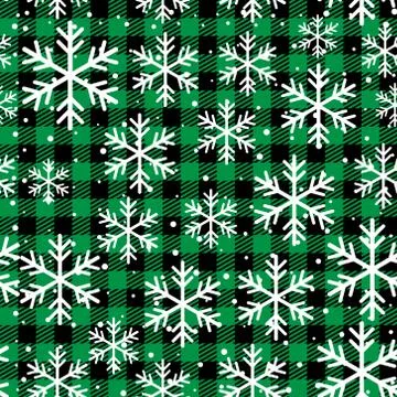 Christmas and New Year pattern at Buffalo Plaid. Festive background for desig Stock Illustration