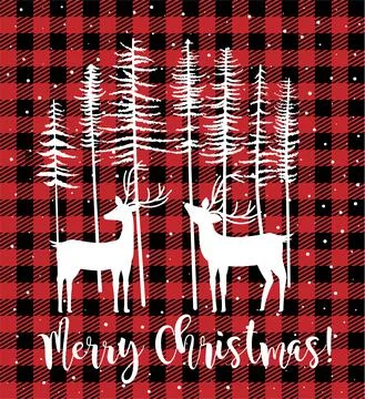 Christmas and New Year pattern at Buffalo Plaid. Festive background for desig Stock Illustration
