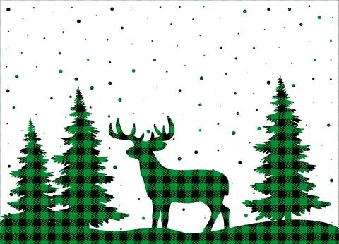 Christmas and New Year pattern at Buffalo Plaid. Festive background for desig Stock Illustration