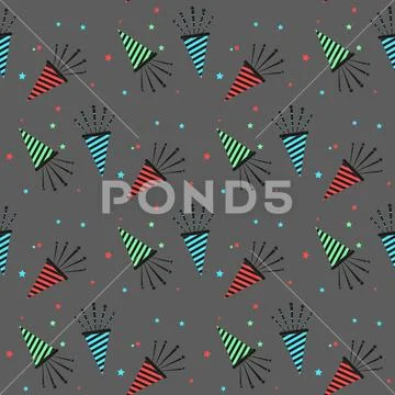 Christmas and New Year s trumpet seamless. colorful party horns vector patter Stock Illustration