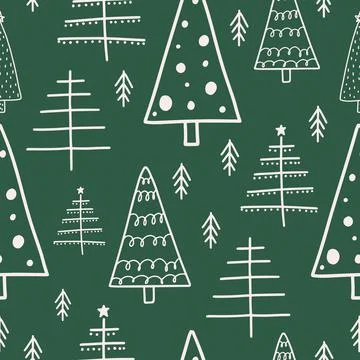 Christmas and New Year symbols tree seamless pattern. Vector cute print. Digi Illustrazione stock