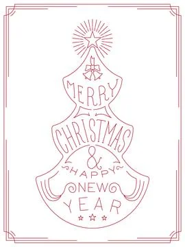 Christmas and new year tree, lettering, graphic drawing, vector illustration Stock Illustration