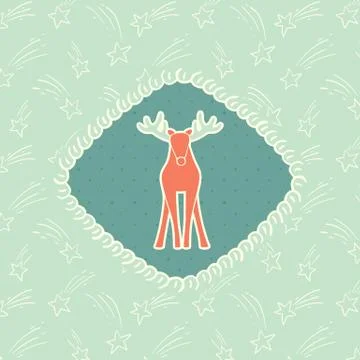 Christmas and New Year vector card with logo, hand drawn frame and background Stock Illustration