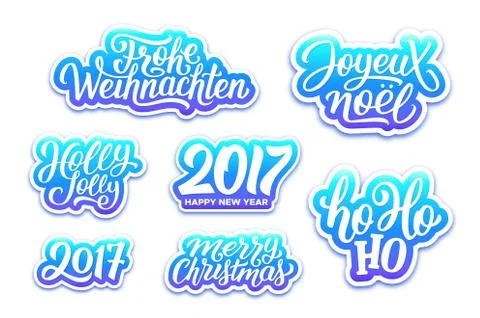 Christmas and New Year vector labels set Stock Illustration