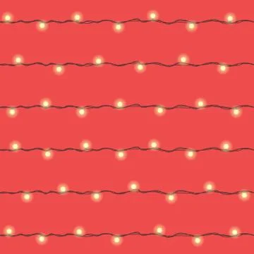 Christmas and New Year yellow led lights garlands seamless pattern Stock Illustration