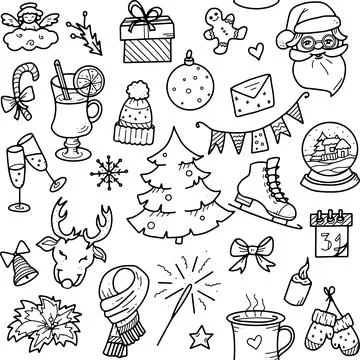 Christmas and Winter Doodles Elements. Vector elements for Christmas Stock Illustration