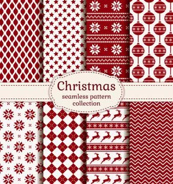 Christmas and winter seamless patterns. Vector set. Stockillustratie