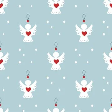 Christmas angel vector seamless pattern. Stock Illustration