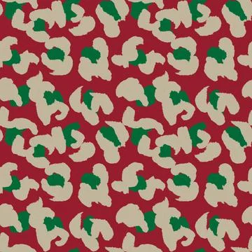 Christmas Animal Leopard Seamless Pattern Background Stock Illustration
