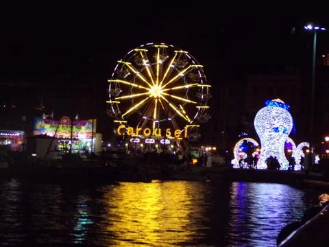 Christmas, animals and objects created with colored light effects Stock Photos