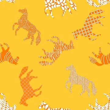 Christmas animals seamless horse pattern for wrapping paper and fabrics Stock Illustration