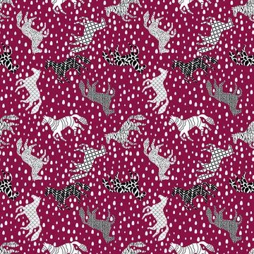 Christmas animals seamless horse pattern for wrapping paper and fabrics Stock Illustration