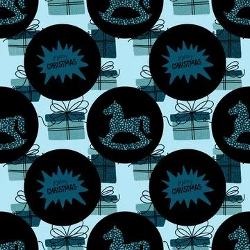 Christmas animals seamless horse pattern for wrapping paper and fabrics Stock Illustration