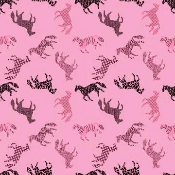 Christmas animals seamless horse pattern for wrapping paper and fabrics Stock Illustration