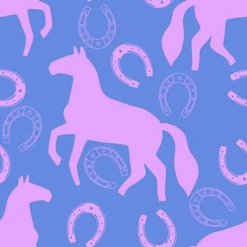 Christmas animals seamless horse pattern for wrapping paper and fabrics Stock Illustration