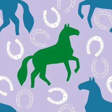 Christmas animals seamless horse pattern for wrapping paper and fabrics Stock Illustration