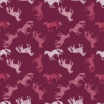 Christmas animals seamless horse pattern for wrapping paper and fabrics Stock Illustration