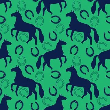 Christmas animals seamless horse pattern for wrapping paper and fabrics Stock Illustration