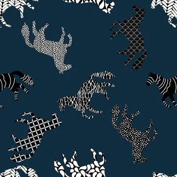 Christmas animals seamless horse pattern for wrapping paper and fabrics Stock Illustration