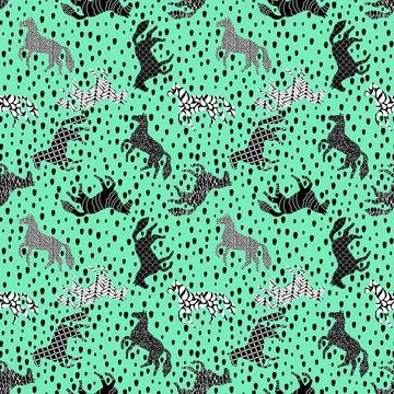 Christmas animals seamless horse pattern for wrapping paper and fabrics Stock Illustration