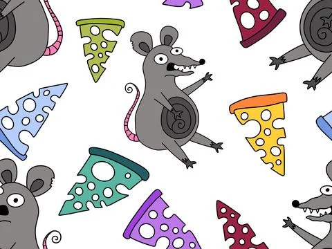 Christmas animals seamless mouse pattern for wrapping paper and fabrics Stock Illustration