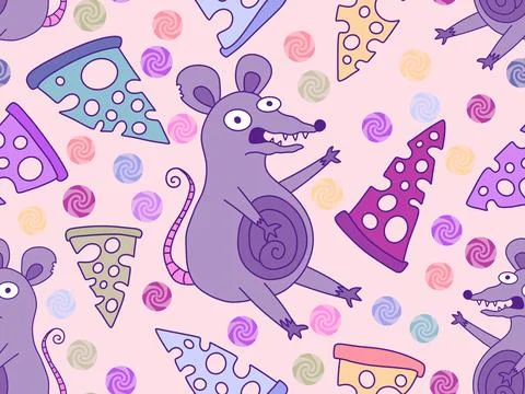 Christmas animals seamless mouse pattern for wrapping paper and fabrics Stock Illustration