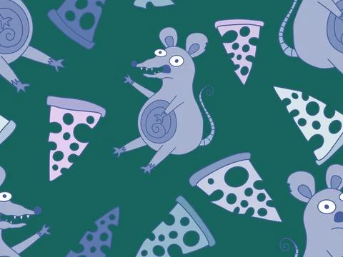 Christmas animals seamless mouse pattern for wrapping paper and fabrics Stock Illustration
