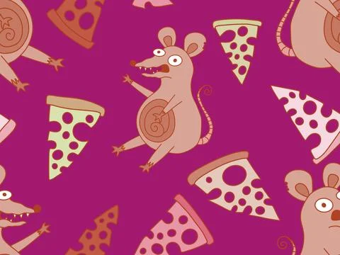 Christmas animals seamless mouse pattern for wrapping paper and fabrics Illustrazione stock