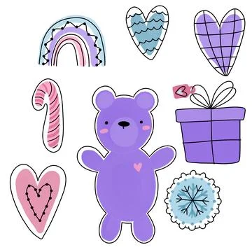 Christmas animals set bears pattern for wrapping paper and fabrics Foto stock