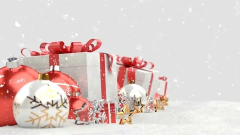 Christmas animated 3d gift pack with snow flakes Stock Footage 217415618