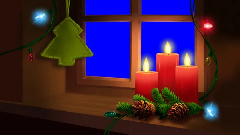 Christmas animated background window with alpha cannel  Full HD Stock Footage 92435945