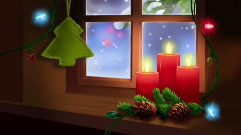 Christmas animated background window Stock Footage 91299553
