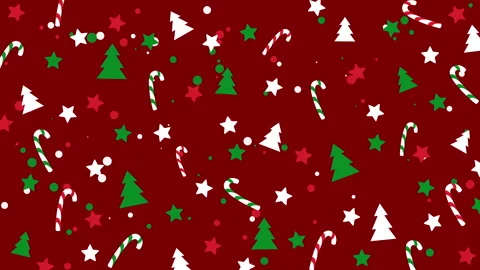 Christmas animated icon looped pattern. Xmas and winter holidays elements on red Video stock 296603607