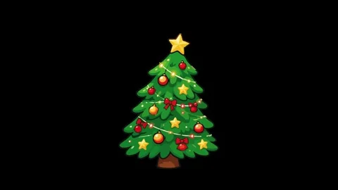 Christmas animated pine tree decorated with glowing lights and blinking sta.. 库存影片 347360118
