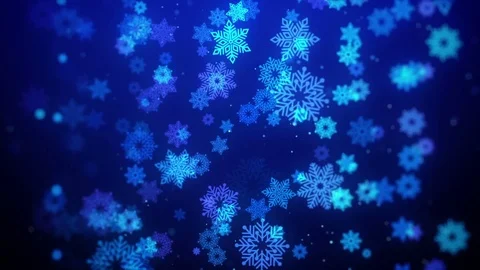 Christmas animation background (blue theme) with snowflakes falling in elegant Stock Footage 81729754