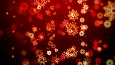 Christmas animation background (red theme) with snowflakes falling in elegant Stock Footage 81729802