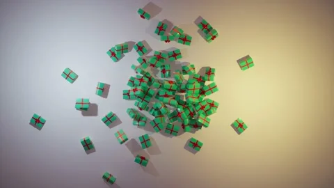 Christmas animation with gift present boxes and swipe them down after fallin Stock Footage 217366497