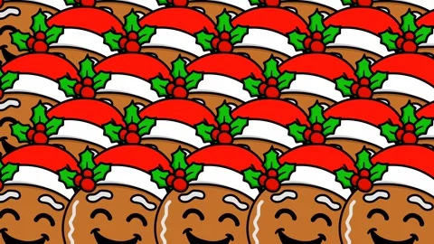 Christmas animation of gingerbread man head transitioning in front of green scre Stock Footage 321571944