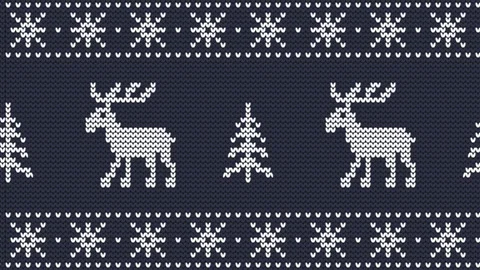 Christmas Animation. Moving Knitted Pattern with Deer Stock Footage 283546364