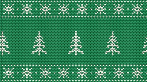 Christmas Animation. Moving Knitted Pattern with Fir Trees Stock Footage 283922162