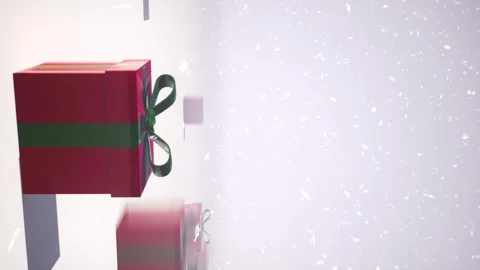 Christmas animation of parcels gift boxes that are covered with a lid. Then  Stock Footage 248547044